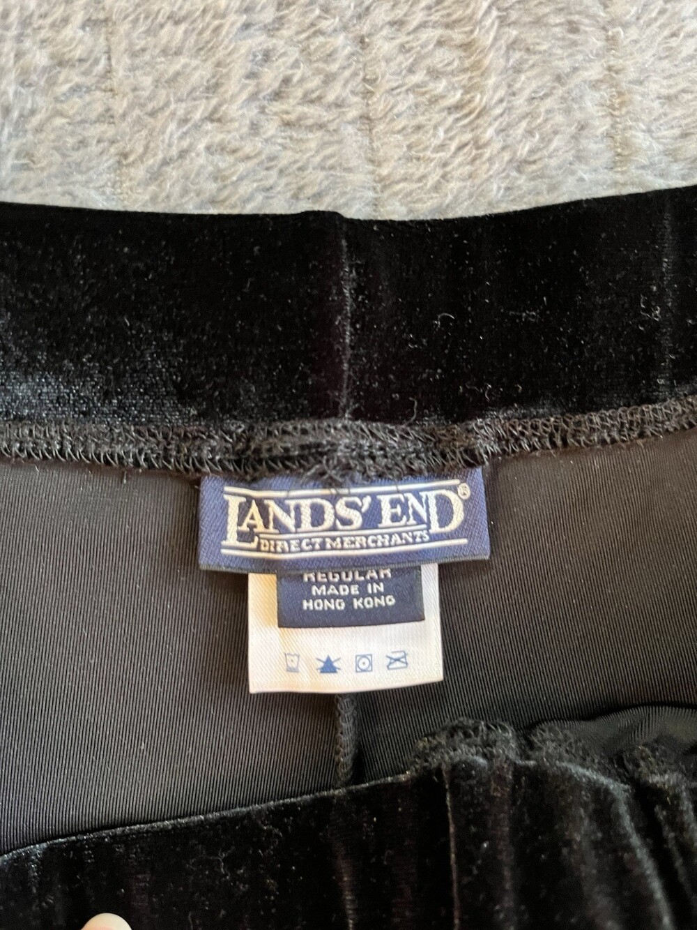 Women’s Lands' End Black Velvet Pants Size Med Elastic Waist Wide Leg Holiday - Picture 7 of 14